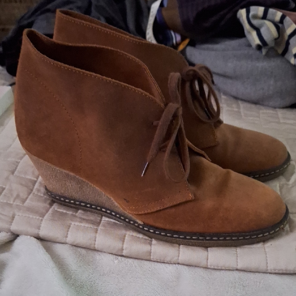 J. Crew Brown Suede Wedge Ankle Boots